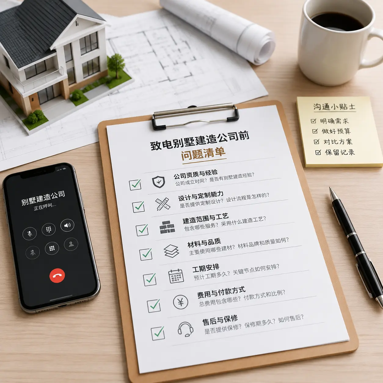 在从江拨打别墅建造公司电话前的准备工作
